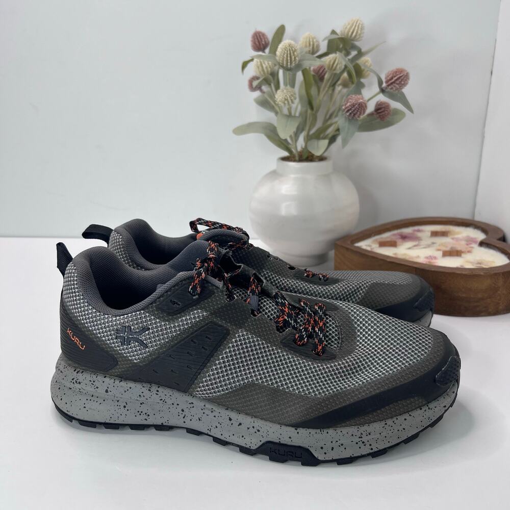 Kuru Atom Trail Support Comfort Sneaker Lead Gray/Orange Spice Men 9 M Tried On
